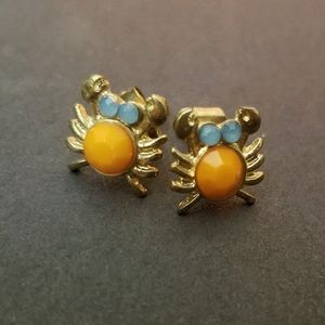 Gold crab stud earrings